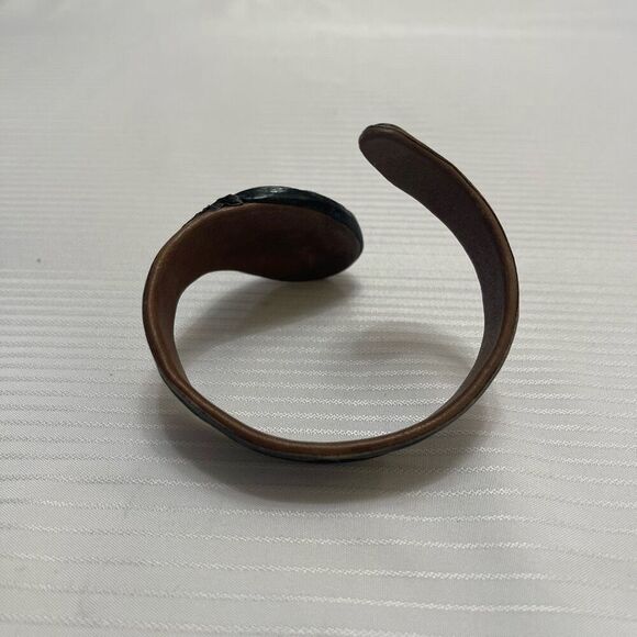 Unique Handcrafted Leather One Of A Kind Bracelet Cuff - Picture 4 of 8